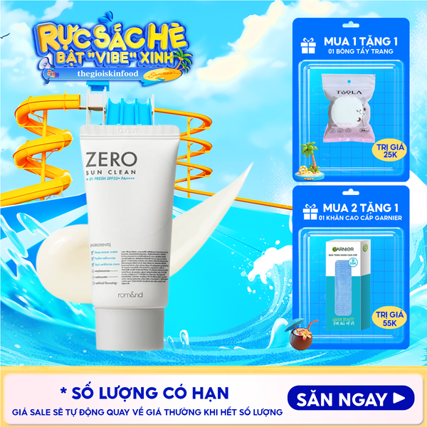  Kem Chống Nắng Romand Kiêm Kem Lót Bảo Vệ Da Hiệu Quả Zero Sun Clean SPF50+/PA++++ 50g 