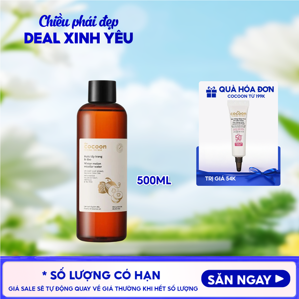  Nước Tẩy Trang Cocoon Bí Đao Thuần Chay Làm Sạch Dịu Nhẹ Winter Melon Micellar Water 