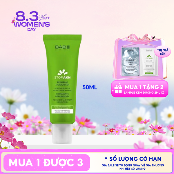  Kem Dưỡng LABORATORIOS BABÉ Hỗ Trợ Phục Hồi Cho Da Mụn Stop Akn Repairing Moisturiser 50ml 