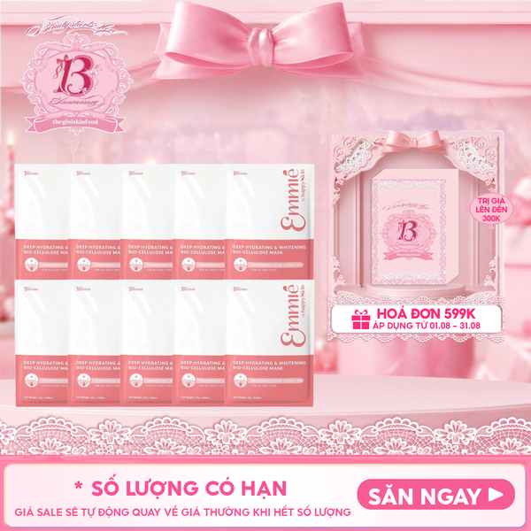  Combo Mask 10 Miếng Mặt Nạ Dưỡng Emmié By HappySkin Cấp Ẩm, Hỗ Trợ Phục Hồi, Làm Sáng Da Bio Cellulose Mask 