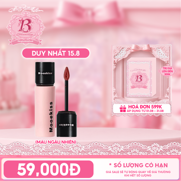  Son Kem Bùn Lì Mịn, Lâu Trôi Mooekiss Velvet Lip Mud (Màu Ngẫu Nhiên) 
