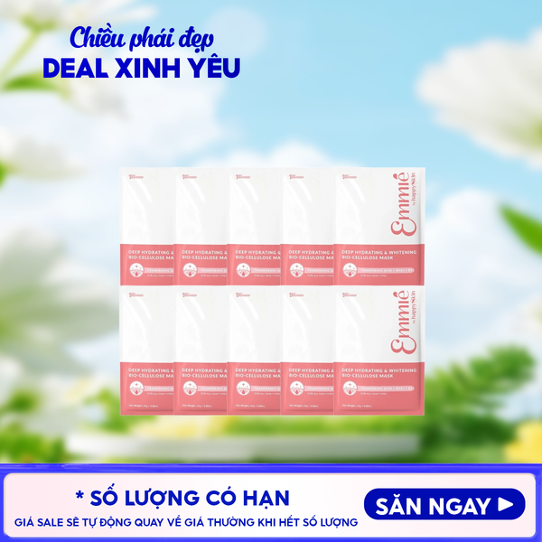  Combo Mask 10 Miếng Mặt Nạ Dưỡng Emmié By HappySkin Cấp Ẩm, Hỗ Trợ Phục Hồi, Làm Sáng Da Bio Cellulose Mask 