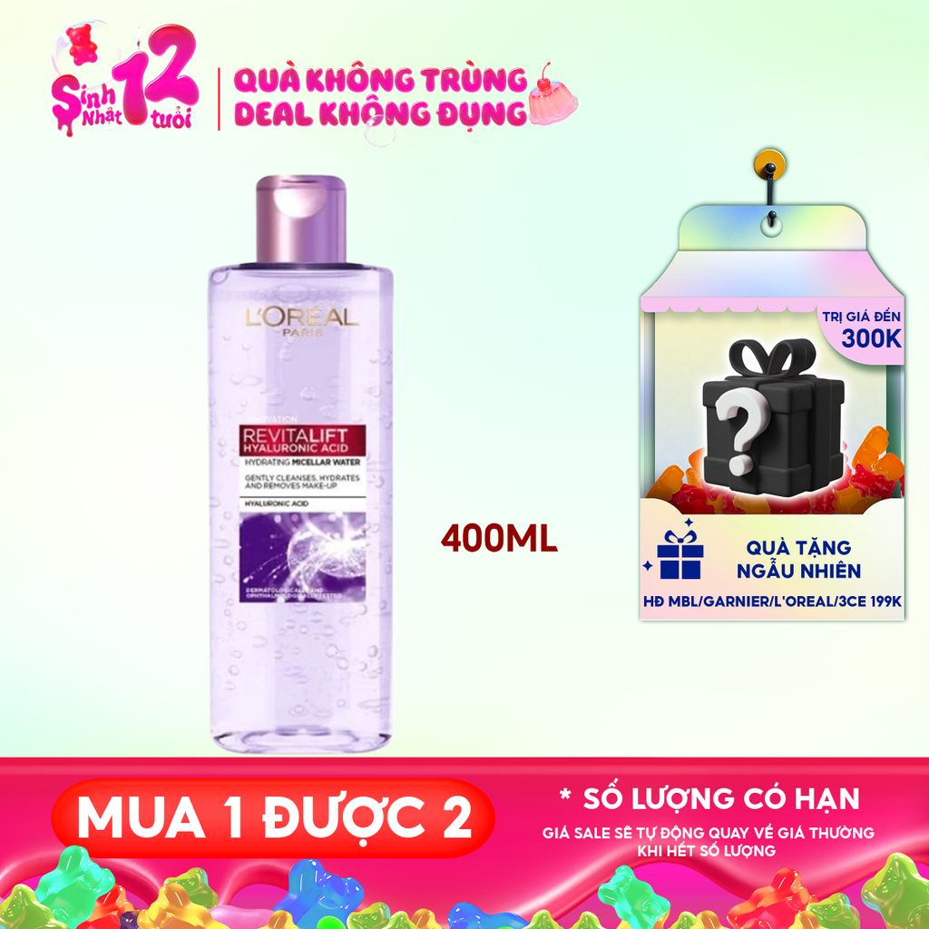 Nước Tẩy Trang L'oreal Làm Sạch, Cấp Ẩm Revitalift Hyaluronic Acid Hydrating Micellar Water