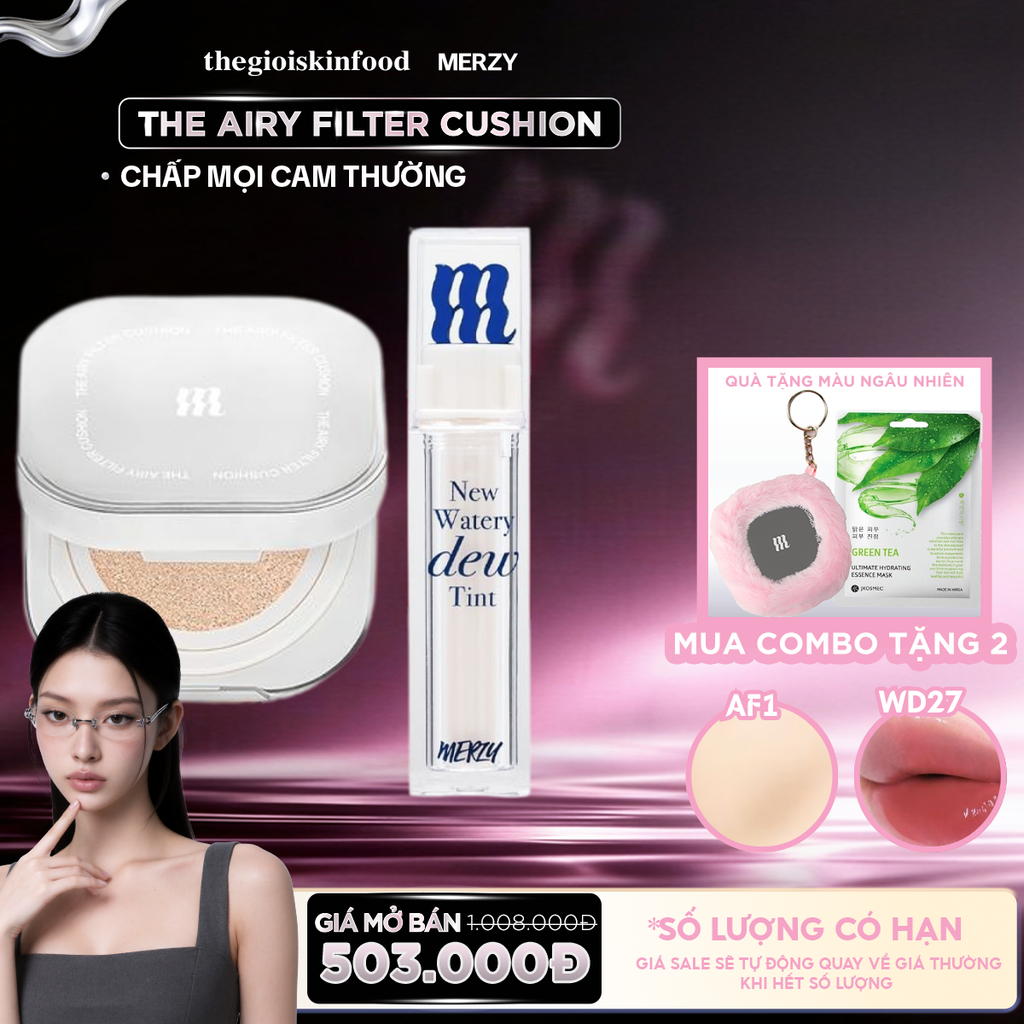 [MUA 2 NHẬN 4] Combo Merzy: Phấn nước Merzy The Airy Filter Cushion + Son Merzy Best Seller (New Dew/ Puffer/Bisous/Glam/ Fit Blur Tint)