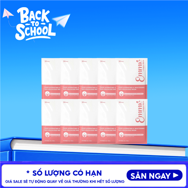  Combo Mask 10 Miếng Mặt Nạ Dưỡng Emmié By HappySkin Cấp Ẩm, Hỗ Trợ Phục Hồi, Làm Sáng Da Bio Cellulose Mask 