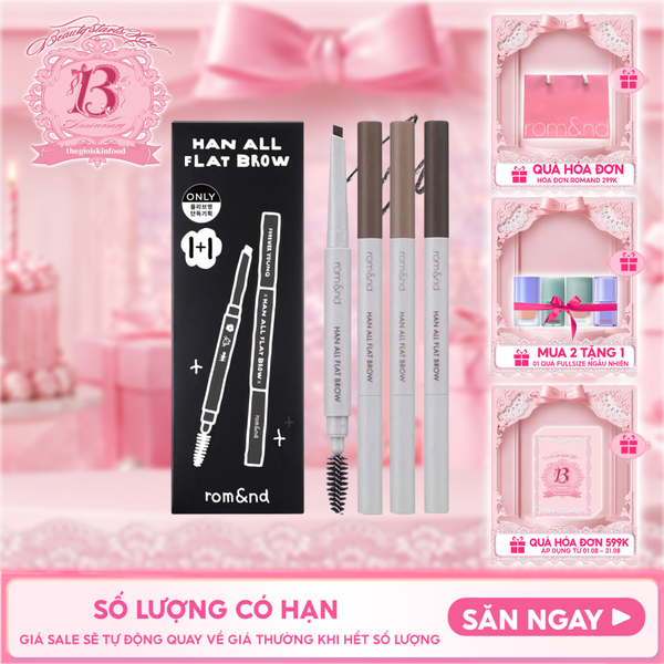  Chì Kẻ Mày Ngang Romand Cho Chân Mày Sắc Nét, Lâu Trôi Han All Flat Brow 