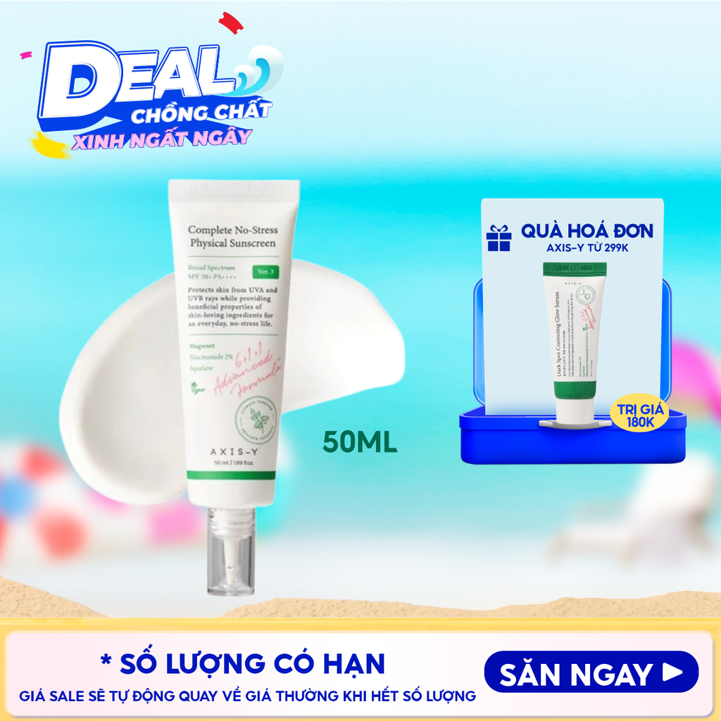 Kem Chống Nắng Vật Lý Axis-Y Complete No-Stress Physical Sunscreen SPF 50+ PA++++ 50ml