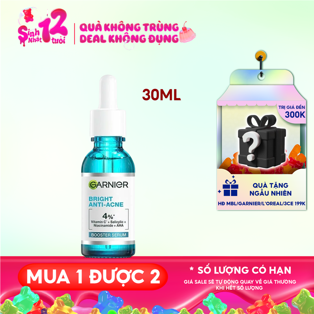 Serum Garnier Tinh Chất Dưỡng Sáng Da, Mờ Thâm Nám Skin Naturals Bright Complete Anti - Acne Booster Serum