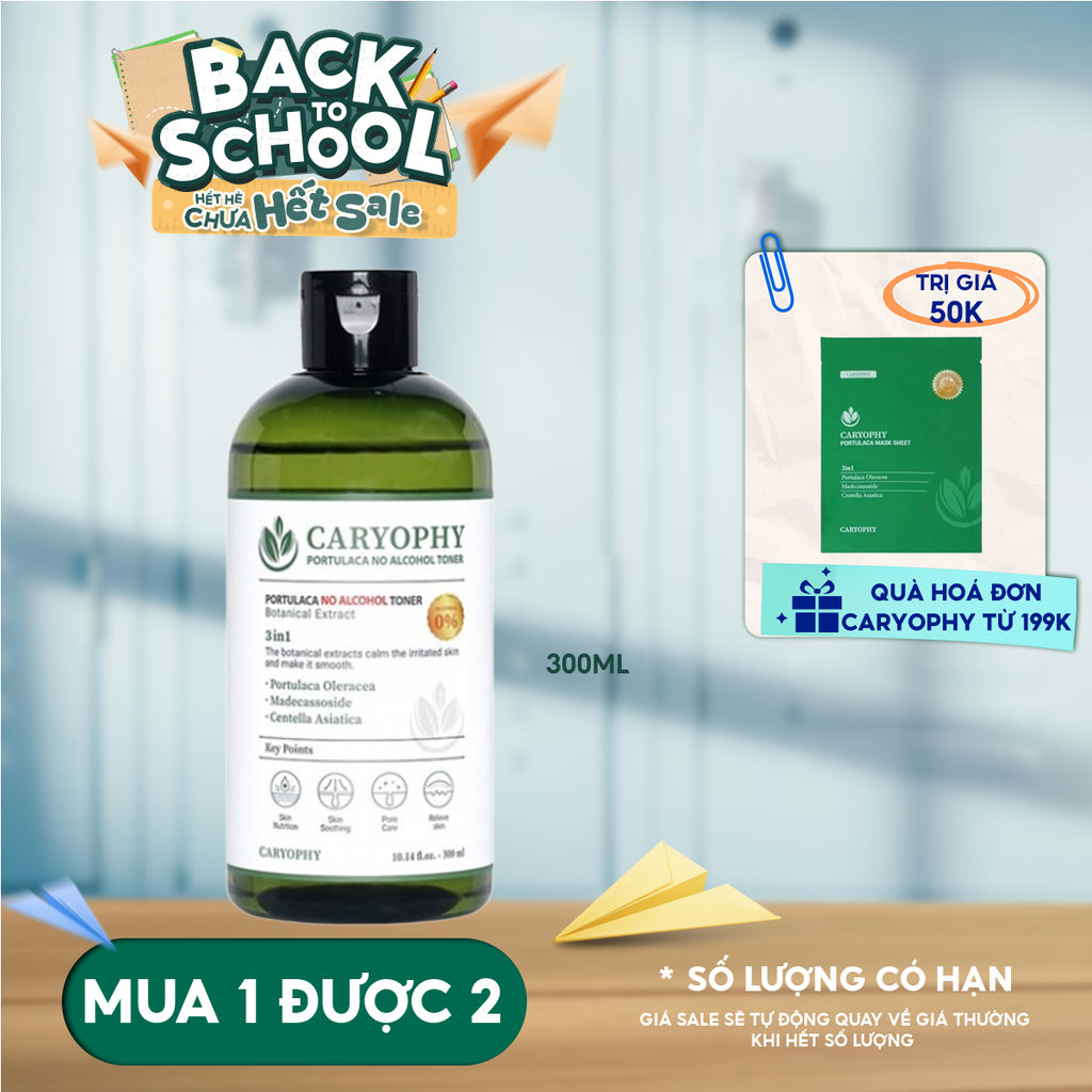 Nước Hoa Hồng Caryophy Chăm Sóc Da Dầu Mụn Portulaca Toner 300ml