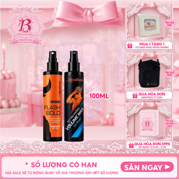  Xịt Phồng Tóc Menitems Tạo Kiểu Phồng Tự Nhiên, Giữ Nếp, Không Bết Tóc Hair Spray 100ml 