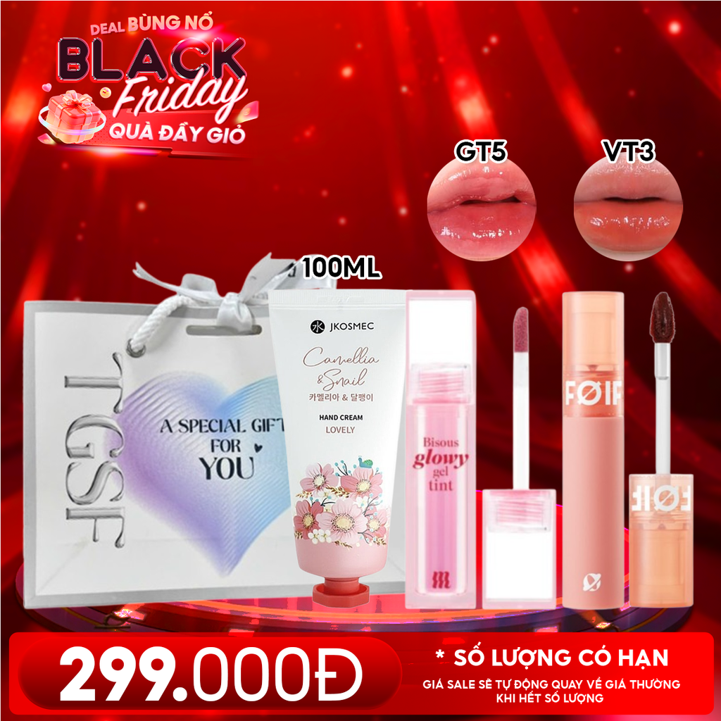 Combo Quà Tặng 20/11: Son Kem Lì/ Son Bóng Pha Lê Merzy + Son Kem Lì FOIF Daily Velvet Tint + Kem Dưỡng Tay Jkosmec + Túi Quà