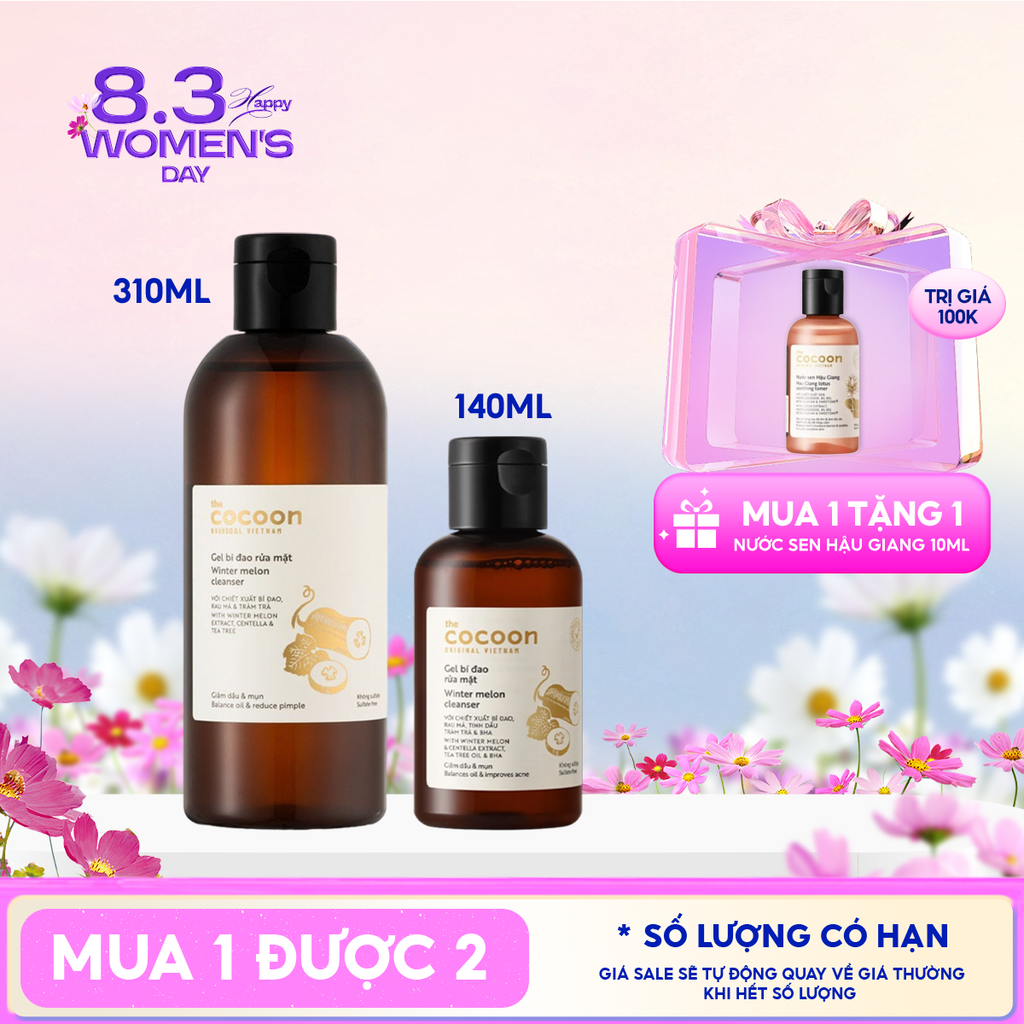 Gel Rửa Mặt Cocoon Bí Đao Hỗ Trợ Giảm Dầu Và Mụn Winter Melon Cleanser