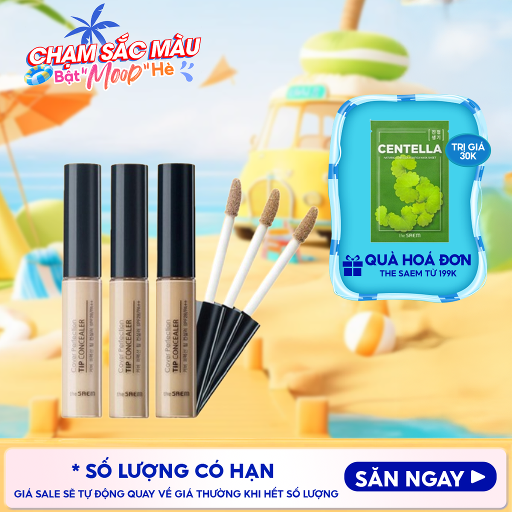 Kem Che Khuyết Điểm The Saem Có Chống Nắng Hàn Quốc Cover Perfection Tip Concealer SPF28/PA++ 6.5g