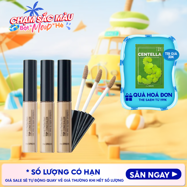  Kem Che Khuyết Điểm The Saem Có Chống Nắng Hàn Quốc Cover Perfection Tip Concealer SPF28/PA++ 6.5g 