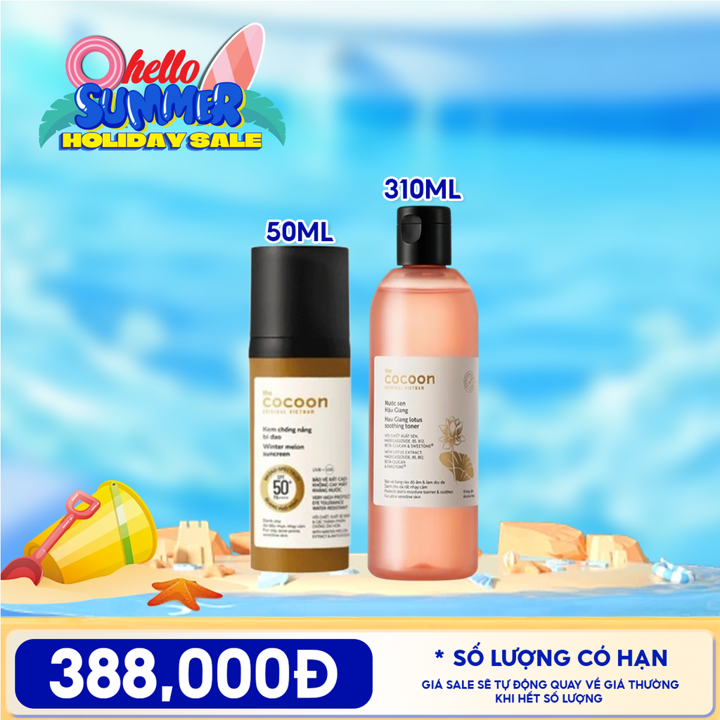 Kem Chống Nắng Cocoon Bí Đao Quang Phổ Rộng Dành Cho Da Dầu, Nhạy Cảm Winter Melon Sunscreen SPF50+ PA++++ 50ml