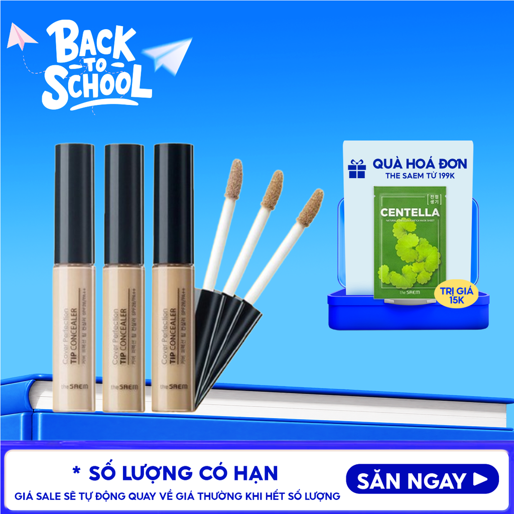 Kem Che Khuyết Điểm The Saem Có Chống Nắng Hàn Quốc Cover Perfection Tip Concealer SPF28/PA++ 6.5g