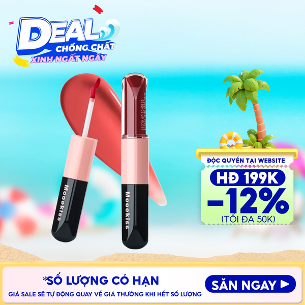  Son Môi 2 Đầu Bóng Lì Mooekiss Dual Effect Essence Lip Gloss 3ml + 3ml #D02 