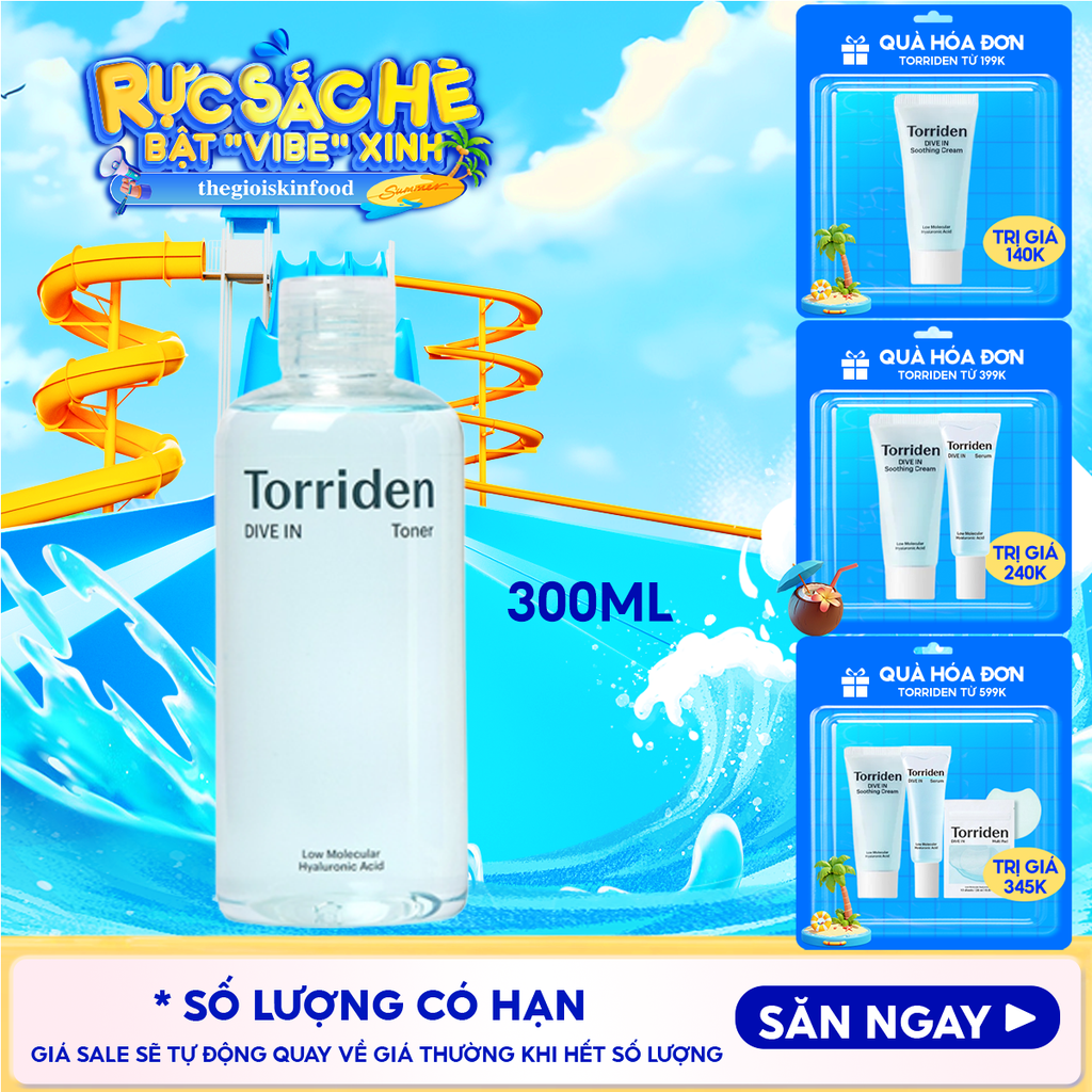 Nước Hoa Hồng Torriden Dưỡng Ẩm, Làm Dịu Da Dive-In Low Molecular Hyaluronic Acid Toner 300ml