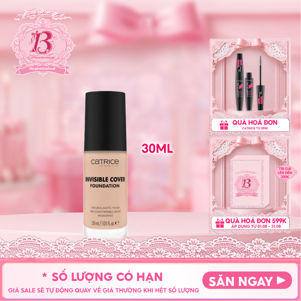  Kem Nền Catrice Kiềm Dầu, Mịn Lì Invisible Cover Foundation 30ml 