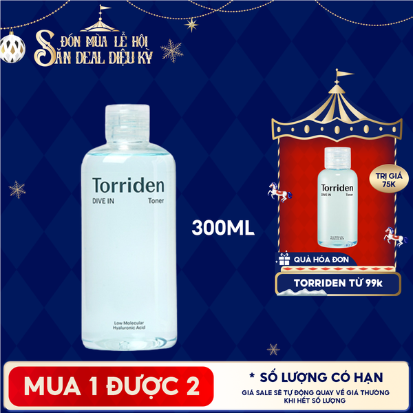  Nước Hoa Hồng Torriden Dưỡng Ẩm, Làm Dịu Da Dive-In Low Molecular Hyaluronic Acid Toner 300ml 