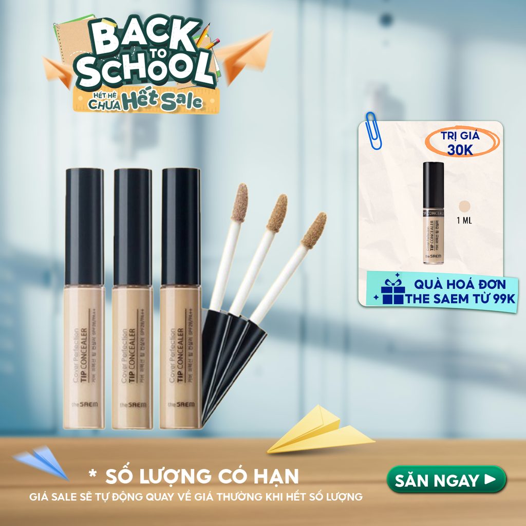 Kem Che Khuyết Điểm The Saem Có Chống Nắng Hàn Quốc Cover Perfection Tip Concealer SPF28/PA++ 6.5g