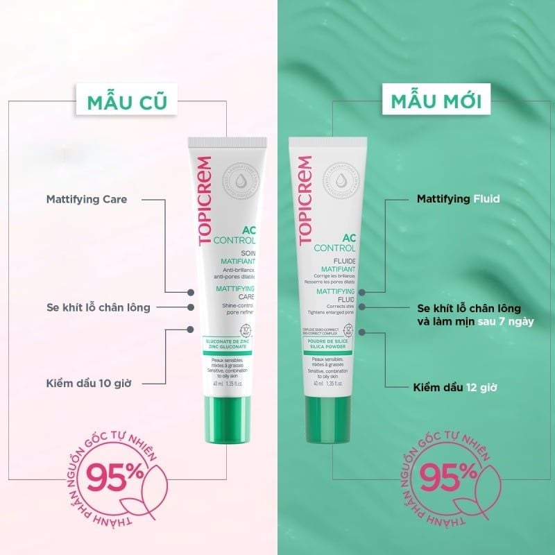 Kem Dưỡng Ẩm Topicrem Kiềm Dầu, Dành Cho Da Hỗn Hợp, Da Dầu & Da Nhạy Cảm Ac Control Mattifying Fluid 40ml