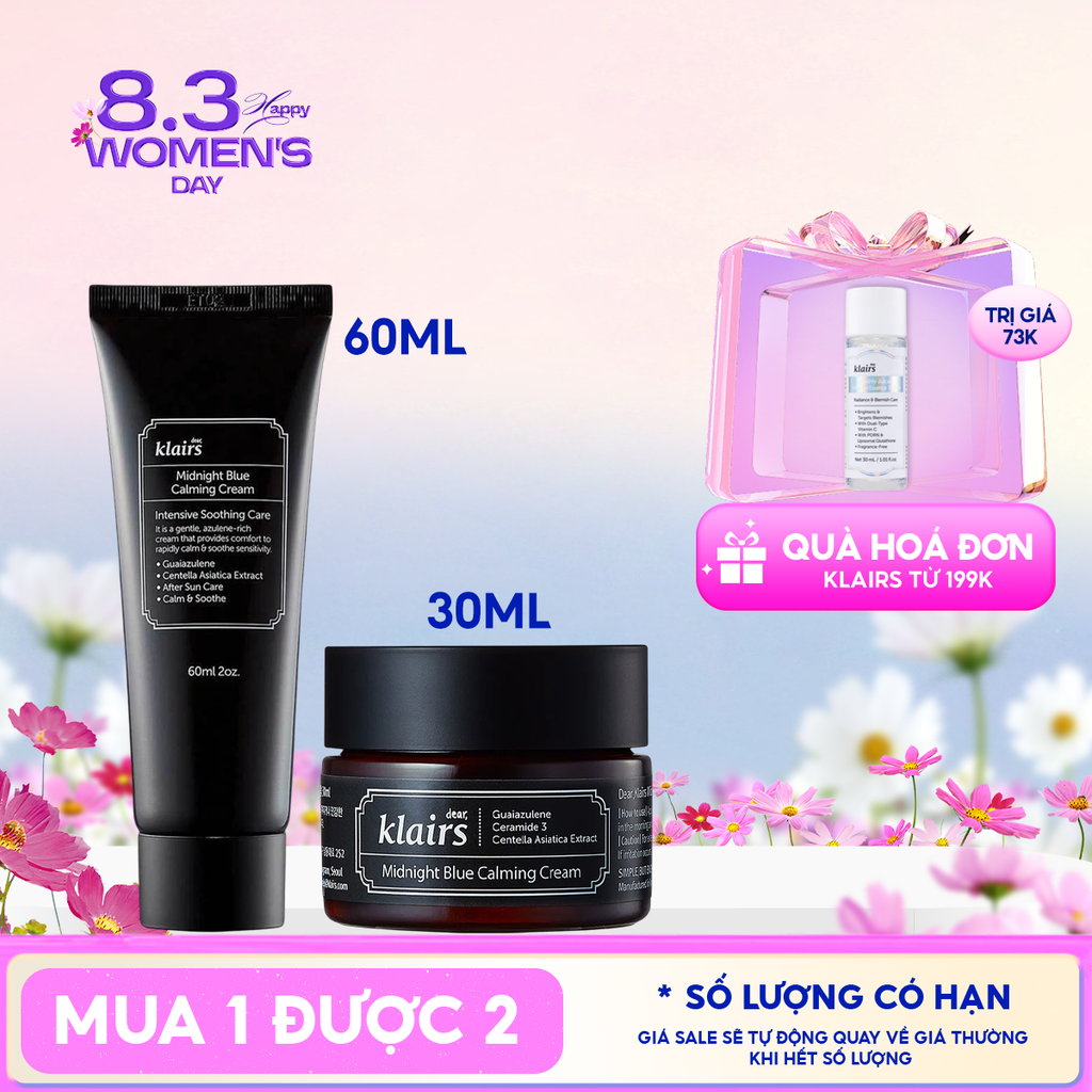 Kem Dưỡng Klairs Làm Dịu, Cải Thiện Da Ban Đêm Midnight Blue Calming Cream