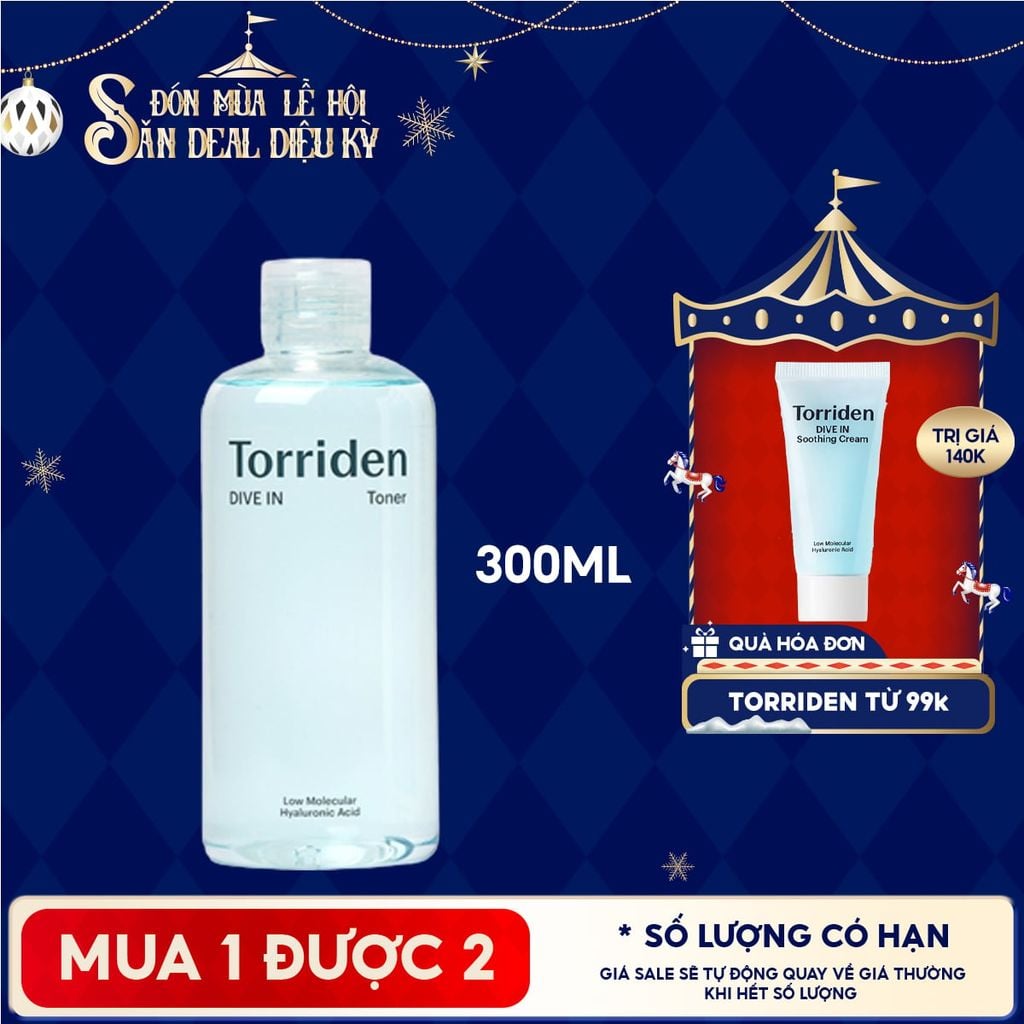 Nước Hoa Hồng Torriden Dưỡng Ẩm, Làm Dịu Da Dive-In Low Molecular Hyaluronic Acid Toner 300ml