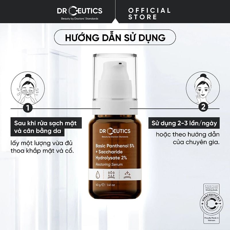 Serum Drceutics Cấp Ẩm, Làm Dịu Da Basic Panthenol 5% + Saccharide Hydrolysate 2% Restoring Serum