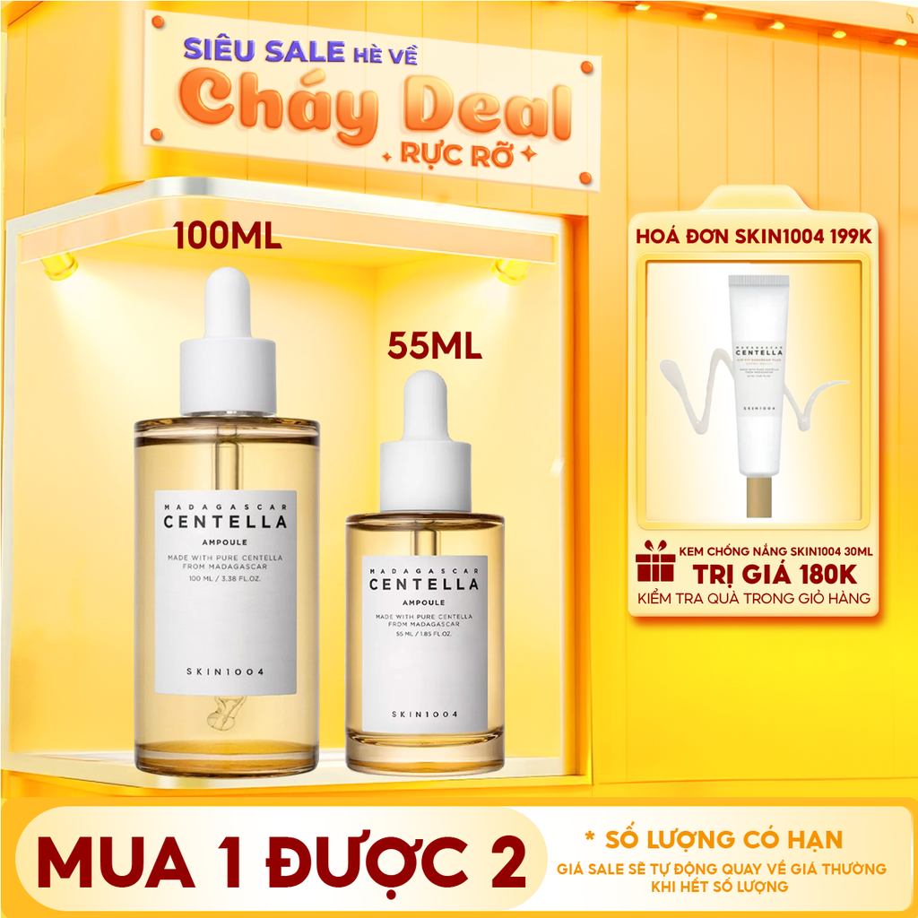 Serum Skin1004 Tinh Chất Rau Má Làm Dịu, Hỗ Trợ Dưỡng Sáng, Mờ Thâm Cho Da Nhạy Cảm Madagascar Centella Asiatica 100 Ampoule