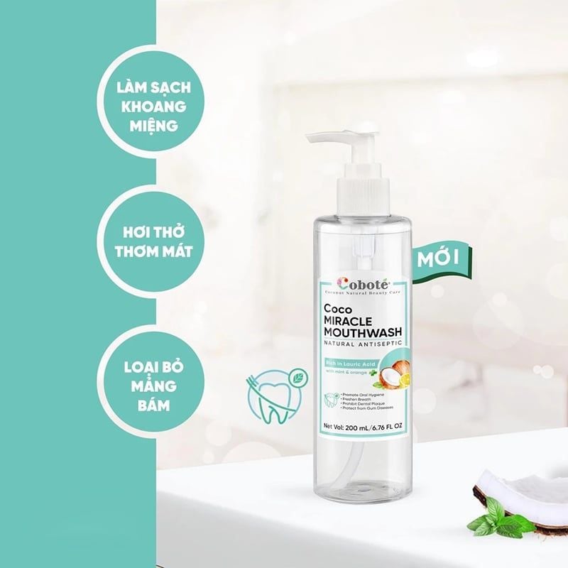 Dầu Súc Miệng COBOTÉ Làm Sạch Khoang Miệng, Giảm Mùi Hôi Coco Miracle Mouthwash 200ml