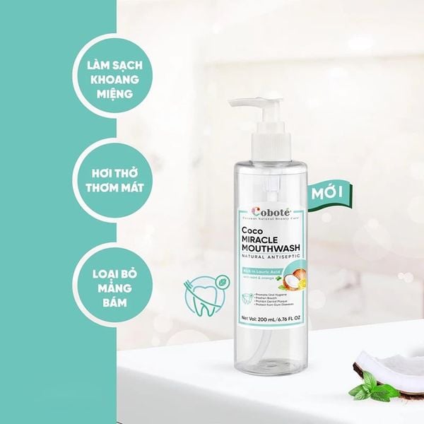  Dầu Súc Miệng COBOTÉ Làm Sạch Khoang Miệng, Giảm Mùi Hôi Coco Miracle Mouthwash 200ml 
