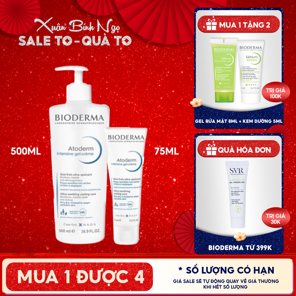 Kem Dưỡng Ẩm Bioderma Làm Dịu Dạng Gel Cho Da Rất Khô Atoderm Intensive Gel-Creme 500ml