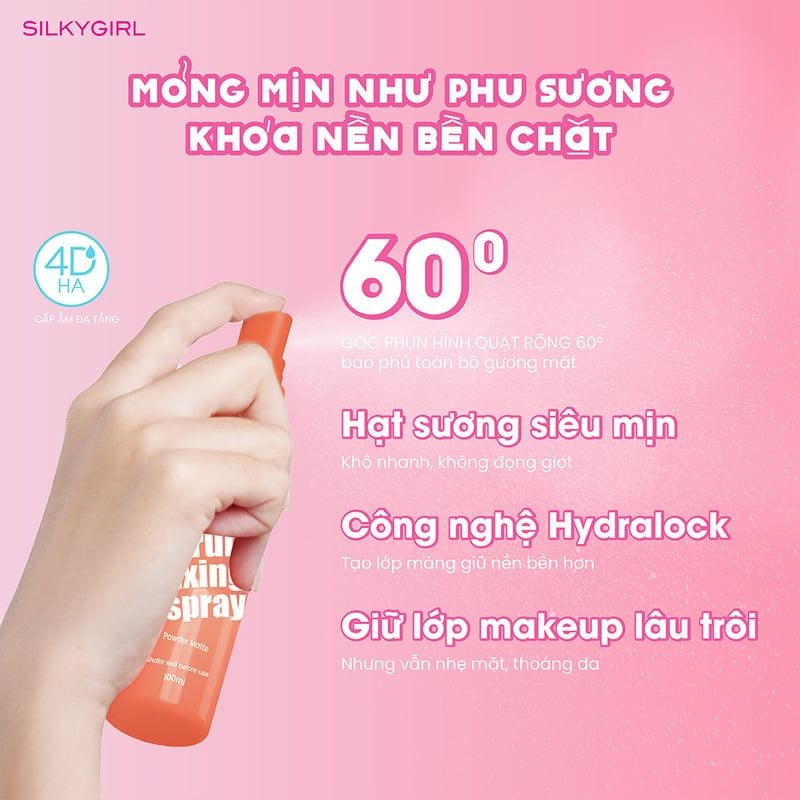 Xịt Khóa Nền Silkygirl Fix & Lock Serum Fixing Spray 100ml