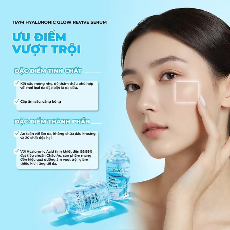 Serum Tiam Cấp Nước, Hỗ Trợ Căng Bóng Da Hyaluronic Glow Revive Serum 40ml