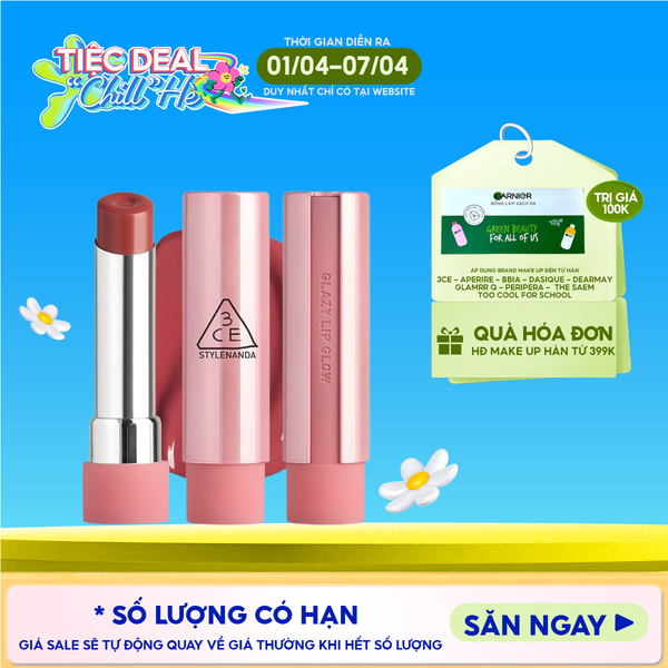  Son Bóng Dưỡng Môi Có Màu 3CE Glazy Lip Glow 5g 