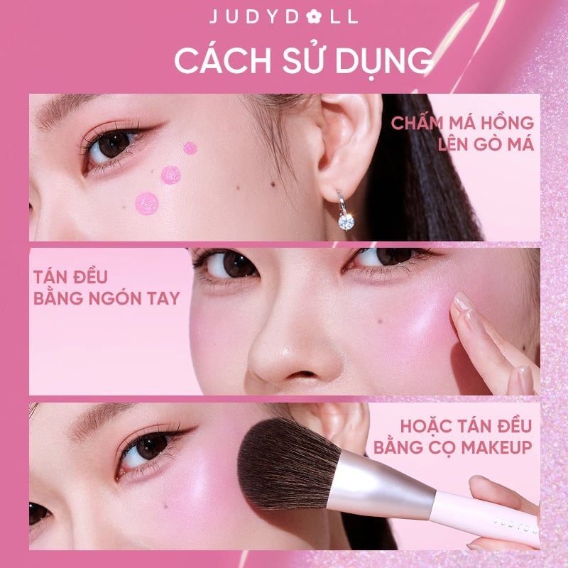 Má Hồng Kem Judydoll Có Nhũ Căng Bóng Glow Blush Swirl 5g