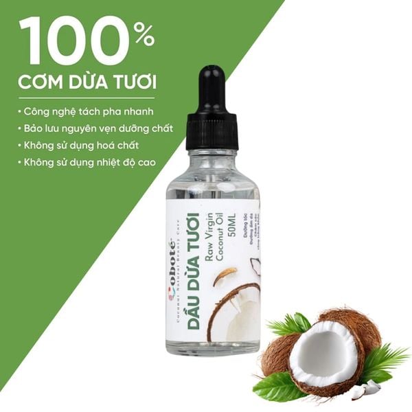 Dầu Dừa Tươi Đa Năng COBOTÉ Dưỡng Da, Dưỡng Tóc, Tẩy Trang Raw Virgin Coconut Oil 50ml 