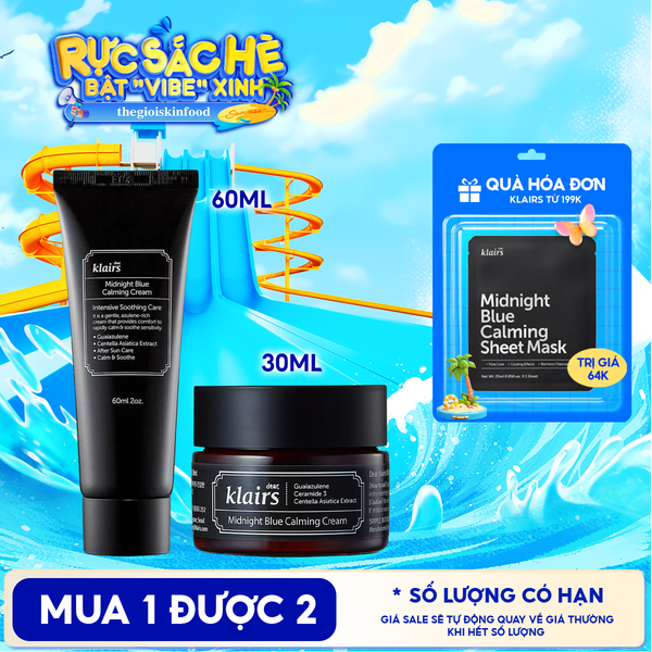  Kem Dưỡng Klairs Làm Dịu, Cải Thiện Da Ban Đêm Midnight Blue Calming Cream 