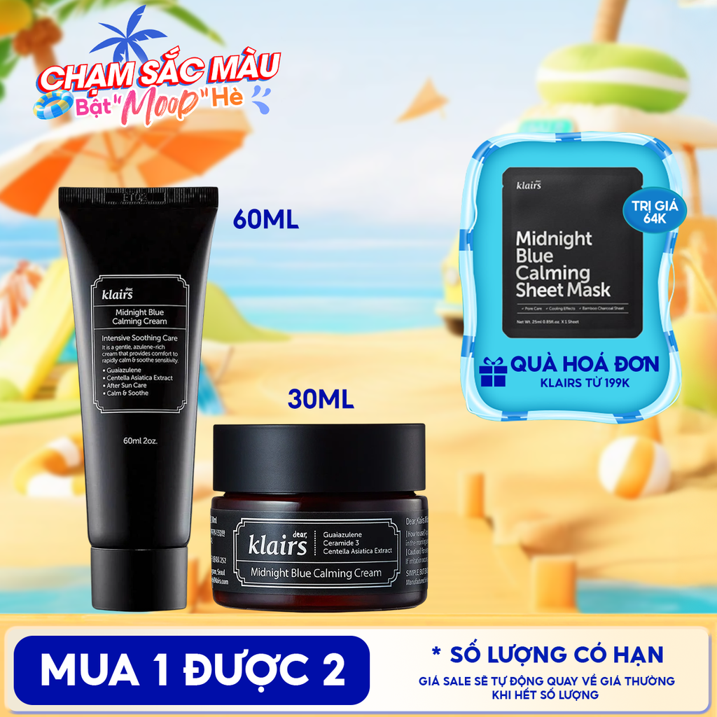 Kem Dưỡng Klairs Làm Dịu, Cải Thiện Da Ban Đêm Midnight Blue Calming Cream