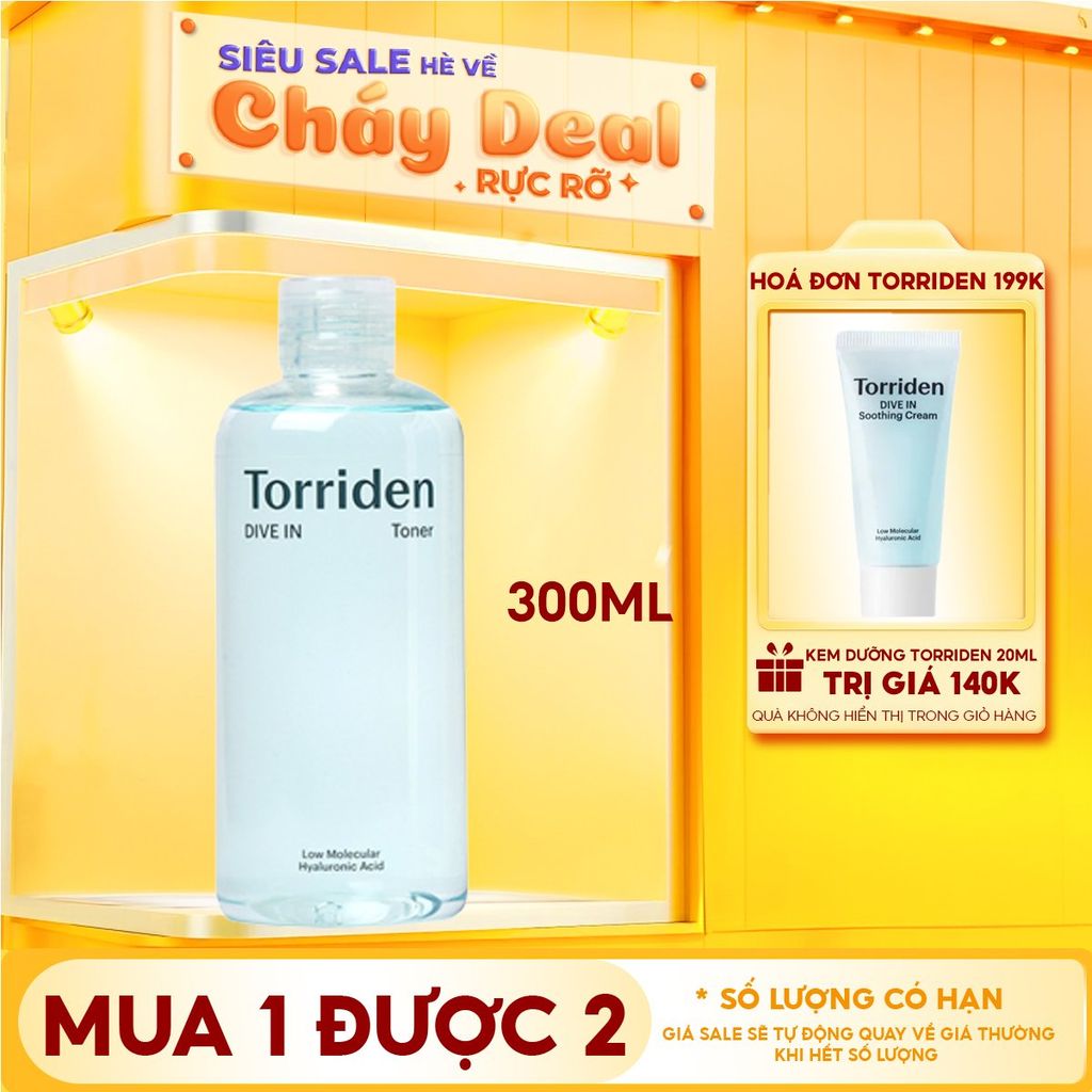 Nước Hoa Hồng Torriden Dưỡng Ẩm, Làm Dịu Da Dive-In Low Molecular Hyaluronic Acid Toner 300ml