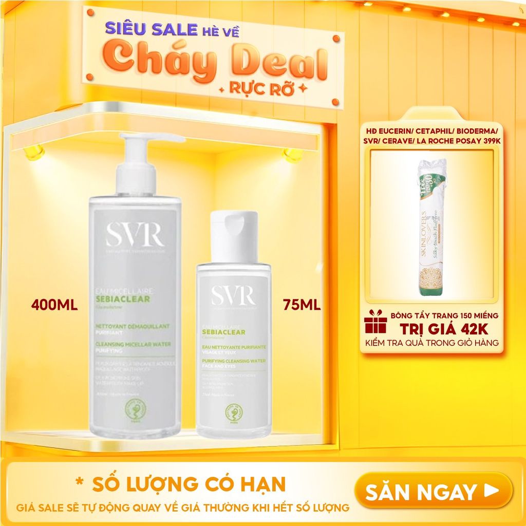 Nước Tẩy Trang SVR Làm Sạch Sâu, Hỗ Trợ Giảm Dầu Nhờn Sebiaclear Eau Micellaire