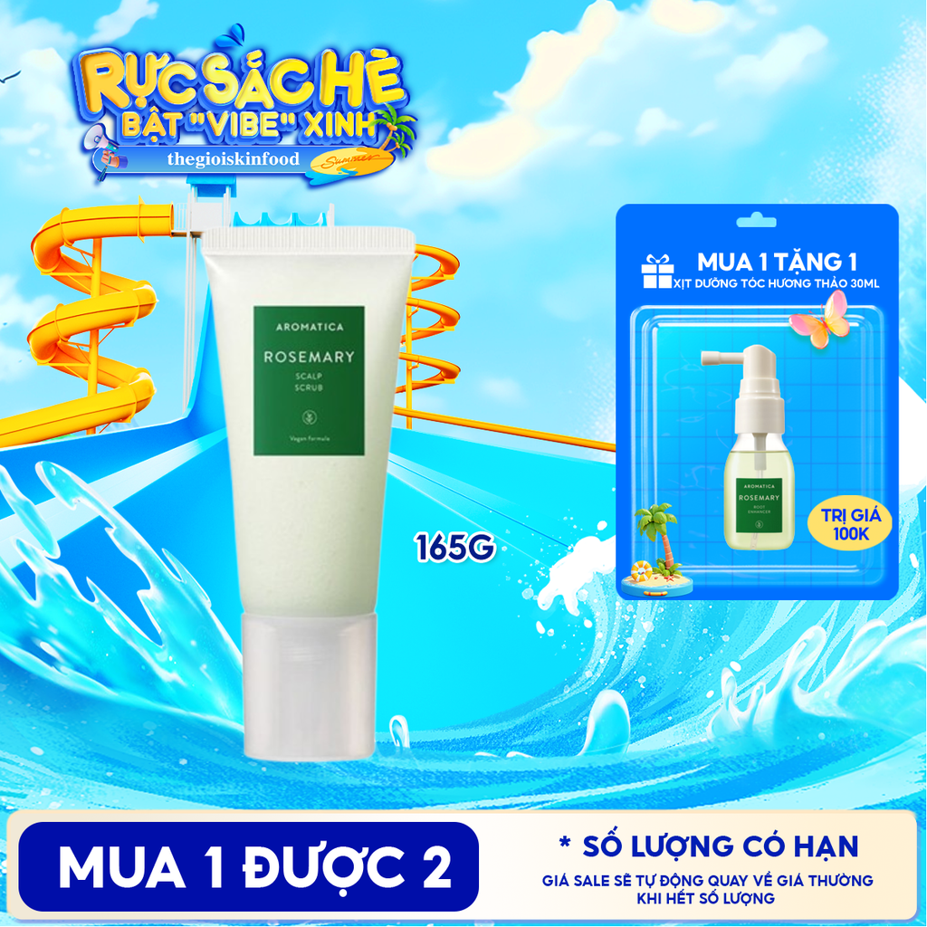 Muối Tẩy Tế Bào Chết Da Đầu Aromatica Rosemary Scalp Scrub 165g