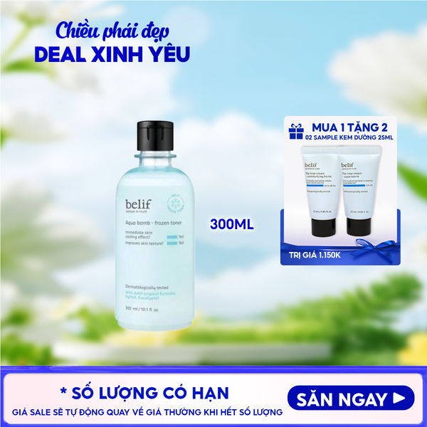  Nước Cân Bằng Belif Làm Dịu & Thu Nhỏ Lỗ Chân Lông Aqua Bomb - Frozen Toner 300ml 