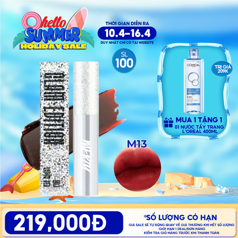 [ĐỘC QUYỀN - MUA 1 TẶNG 1] Son Kem Lì Mềm Mịn, Lâu Trôi Merzy The Glam Mellow Tint M13 TẶNG 1 Nước Tẩy Trang 400ML
