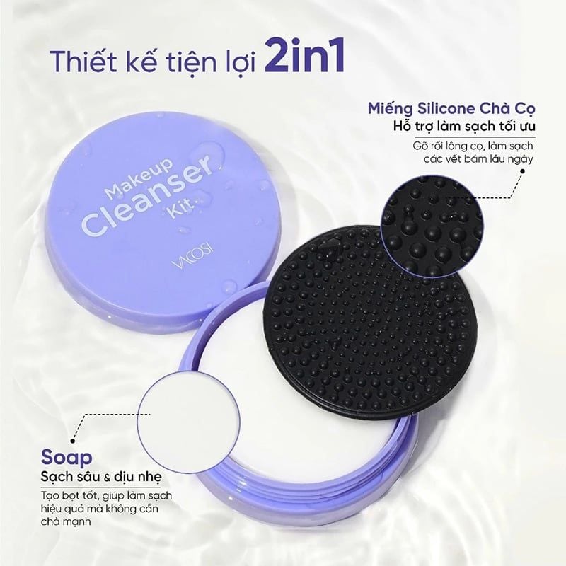Hộp Rửa Cọ Trang Điểm Kèm Xà Phòng Vacosi Makeup Cleanser Kit - DC14