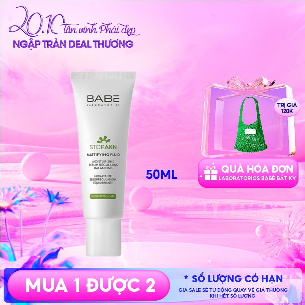 Kem Dưỡng LABORATORIOS BABÉ Kiềm Dầu, Hỗ Trợ Giảm Mụn Stop Akn Mattifying Fluid 50ml