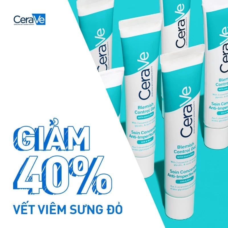 Gel Dưỡng Cerave Hỗ Trợ Giảm Mụn, Mờ Thâm Blemish Control Gel 40ml