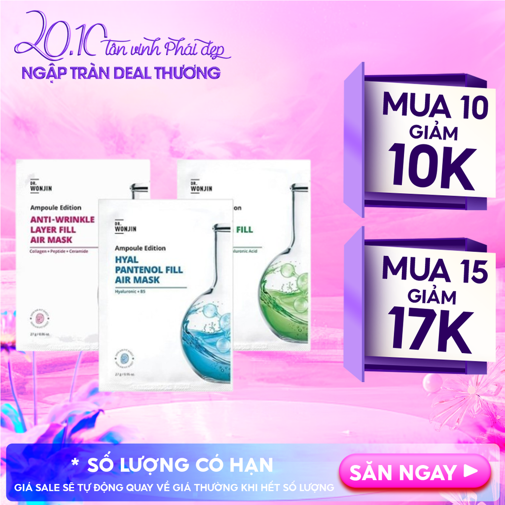 Mặt Nạ Tinh Chất Cấp Ẩm, Làm Dịu Da Wonjin Ampoule Edition Fill Air Mask 27g