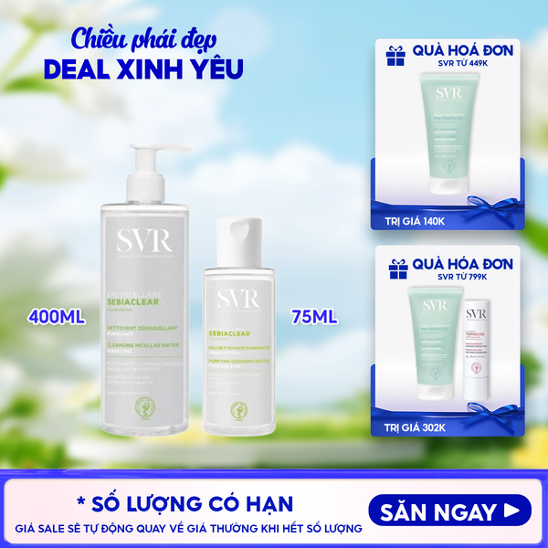  Nước Tẩy Trang SVR Làm Sạch Sâu, Hỗ Trợ Giảm Dầu Nhờn Sebiaclear Eau Micellaire 